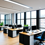 **

"A brightly lit, modern office space with large windows showcasing natural light, filled with fully clothed professionals working diligently at their desks, appropriate attire, safe for work, perfect anatomy, natural proportions, professional photography, high quality. Emphasis on the positive impact of lighting on productivity. Family-friendly setting."

**