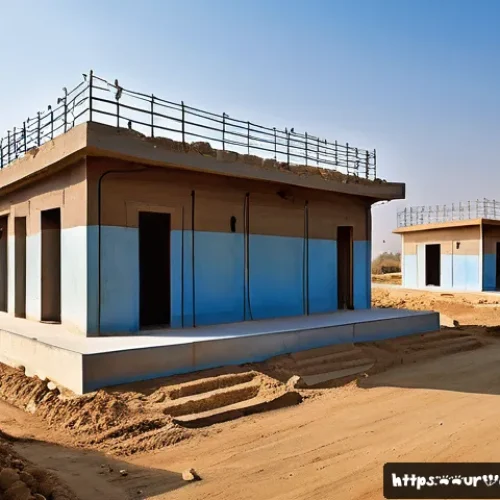 Home 33 내진 설계 기준 및 적용 - A modern earthquake-resistant residential building in a South Punjab village, showing deep reinforce...