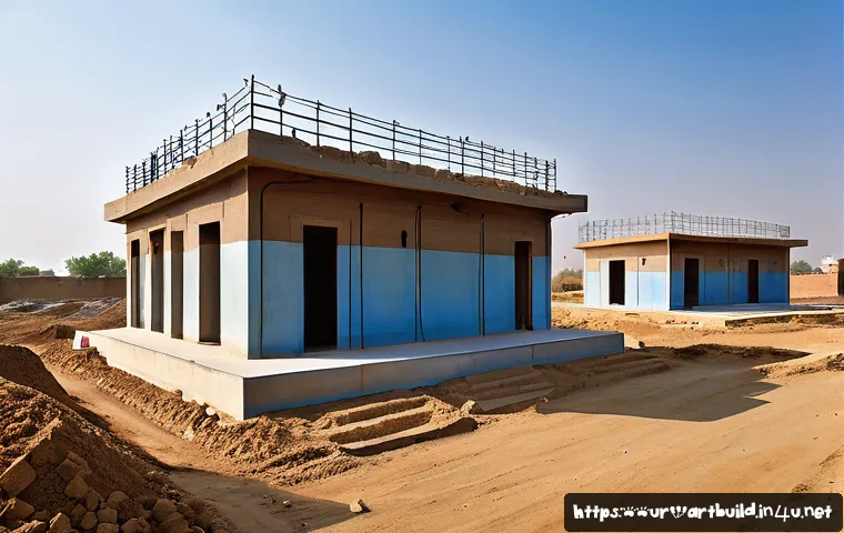 내진 설계 기준 및 적용 - A modern earthquake-resistant residential building in a South Punjab village, showing deep reinforce...