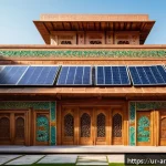 Home 19 미술관 건축 사례 분석 - A modern art museum exterior blending traditional South Asian architectural elements with eco-friend...