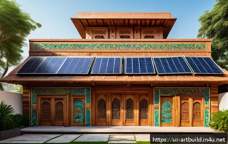 미술관 건축 사례 분석 - A modern art museum exterior blending traditional South Asian architectural elements with eco-friend...