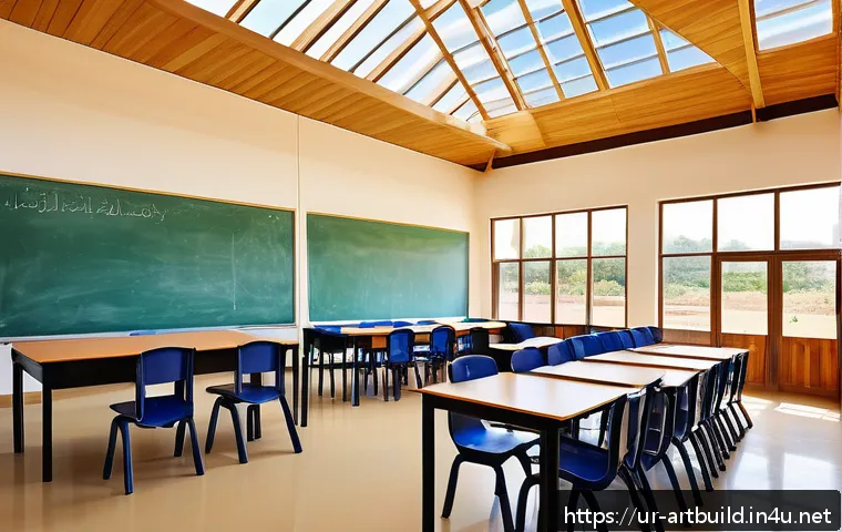 학교 건축의 새로운 패러다임 - A modern educational building designed with large windows and transparent roof panels allowing abund...