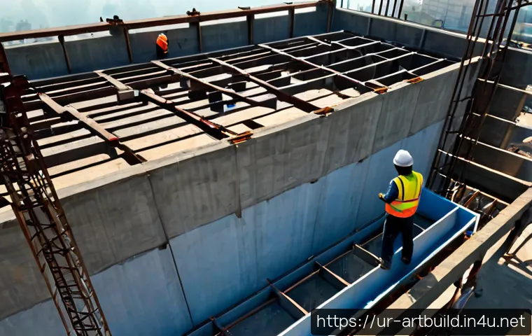 건축용 드론 활용 사례 - Photorealistic aerial view of a compact inspection drone surveying a modern construction site in Lah...